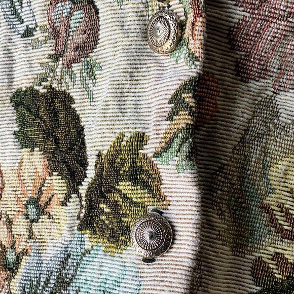 Vintage Huntington Ridge Classic 1990s Floral Tapestry Tie Back Vest Cottagecore - Picture 6 of 13